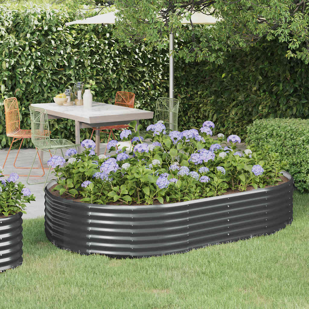 vidaXL Garden Raised Bed Galvanised Steel 214x140x36 cm Anthracite