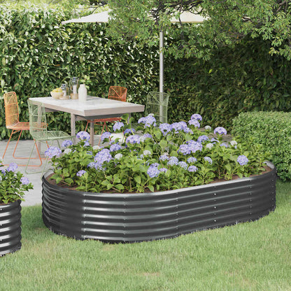 vidaXL Garden Raised Bed Galvanised Steel 214x140x36 cm Anthracite