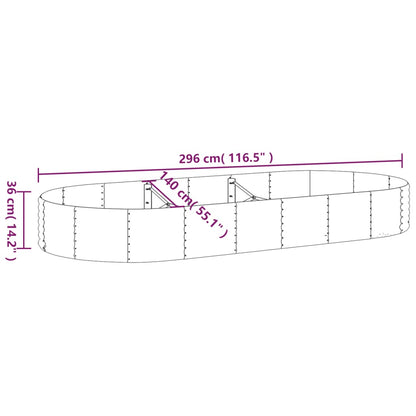 vidaXL Garden Raised Bed Galvanised Steel 296x140x36 cm Green
