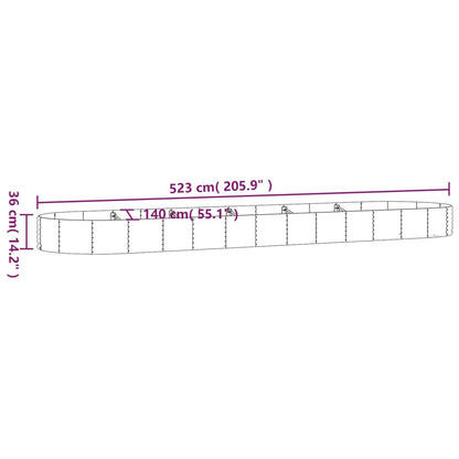vidaXL Garden Raised Bed Galvanised Steel 523x140x36 cm Green