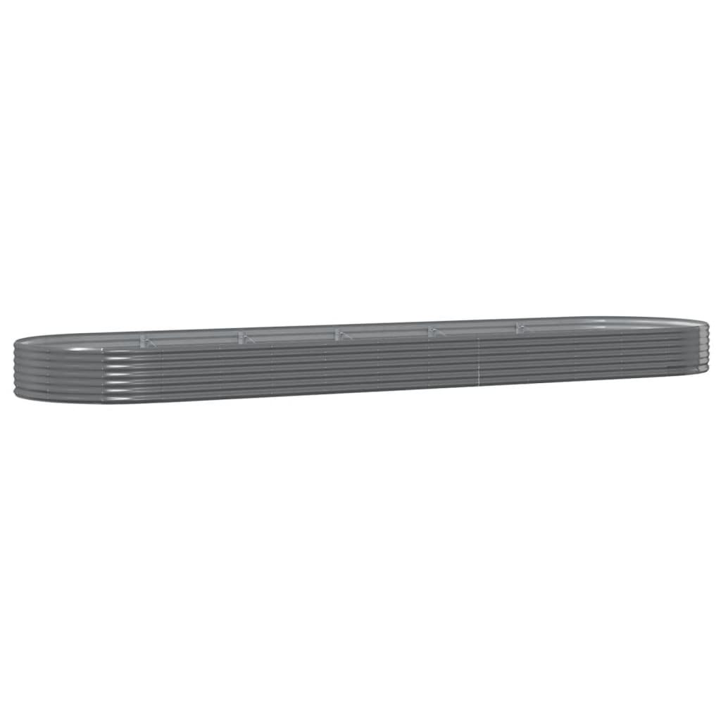 vidaXL Garden Raised Bed | Grey | Powder-coated steel | Large | Durable