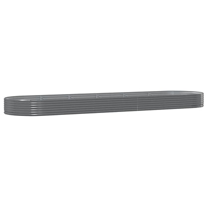 vidaXL Garden Raised Bed | Grey | Powder-coated steel | Large | Durable