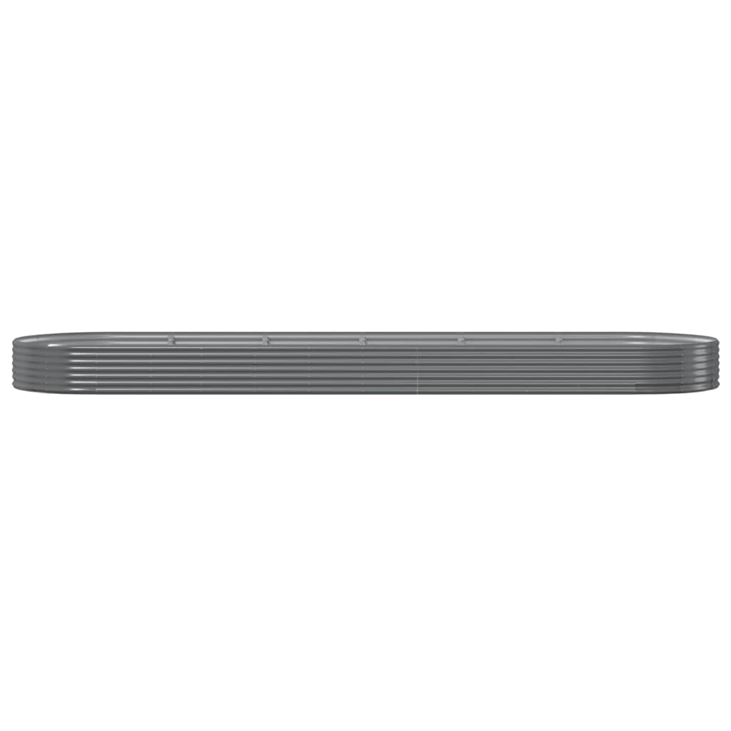 vidaXL Garden Raised Bed | Grey | Powder-coated steel | Large | Durable