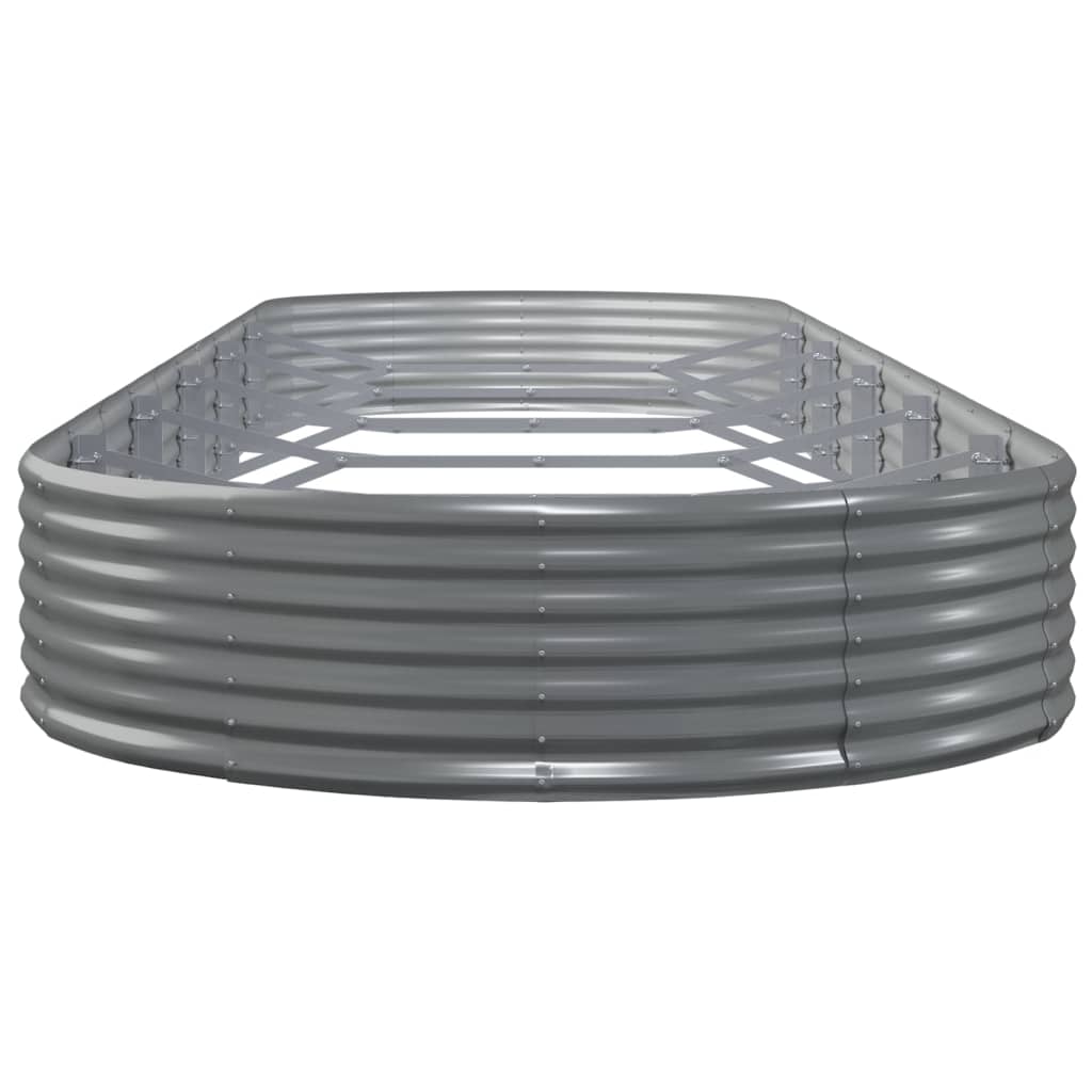 vidaXL Garden Raised Bed | Grey | Powder-coated steel | Large | Durable