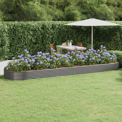 vidaXL Garden Raised Bed | Grey | Powder-coated steel | Large | Durable