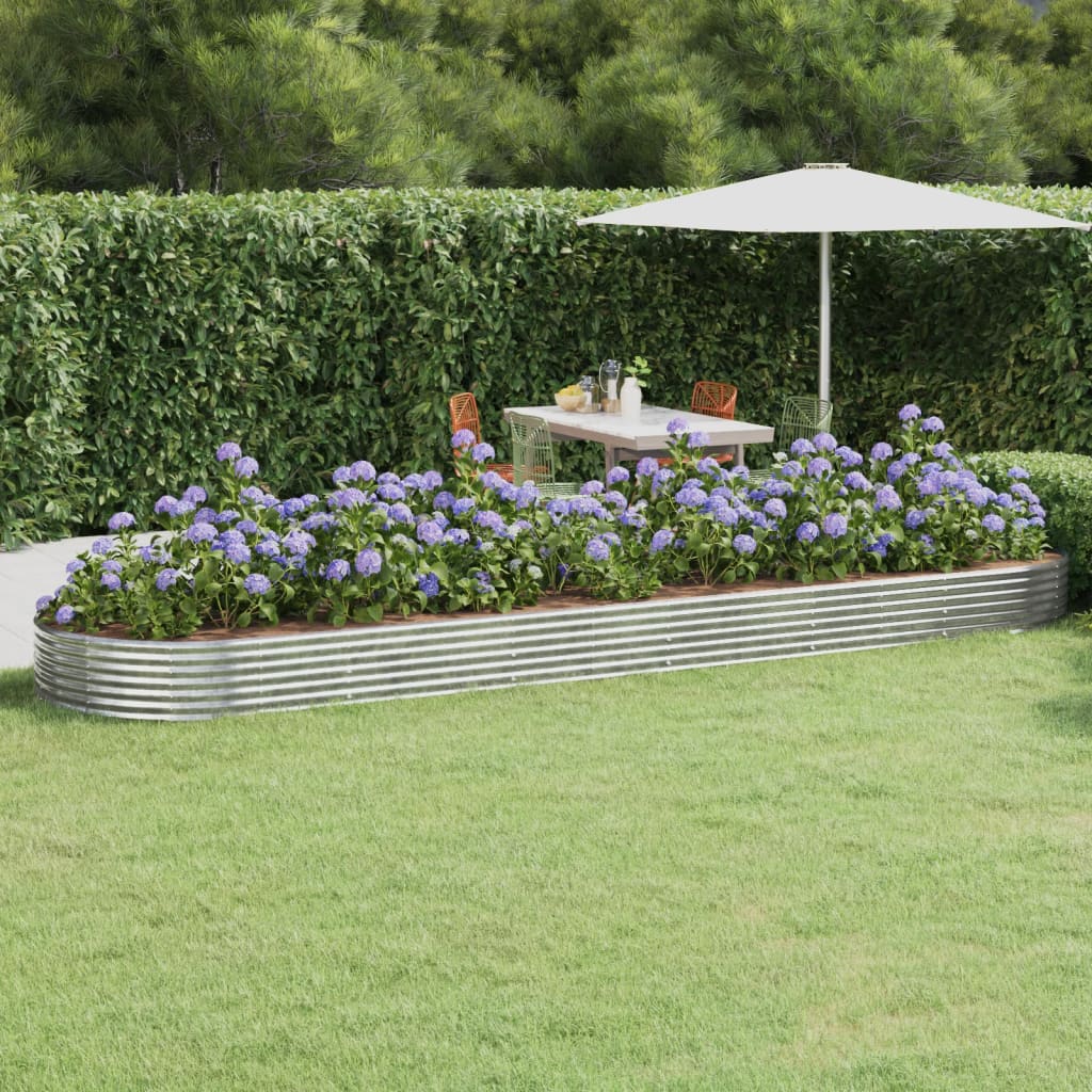 vidaXL Garden Raised Bed Powder-coated Steel 523x140x36 cm Silver