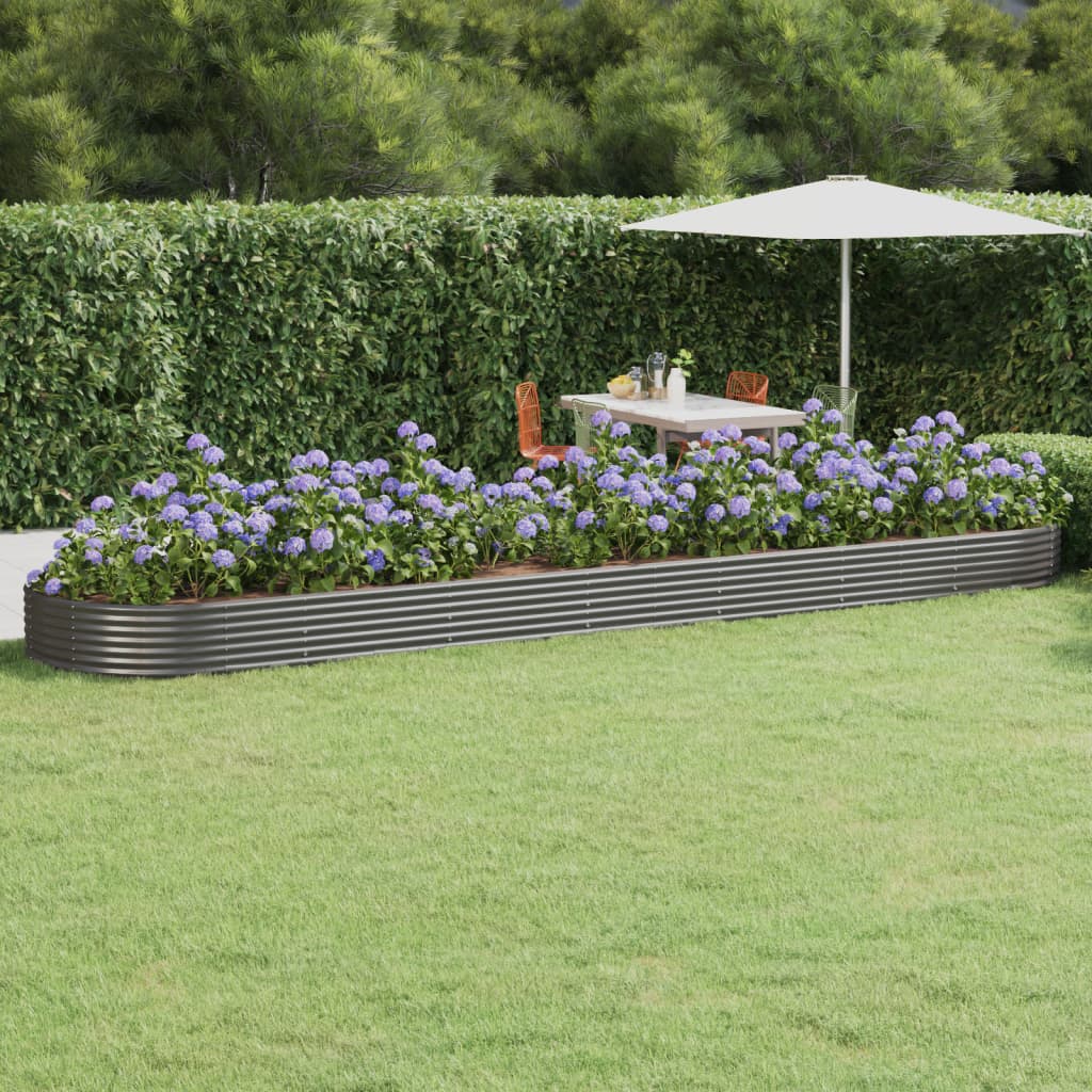 vidaXL Garden Raised Bed Galvanised Steel 600x140x36 cm Grey