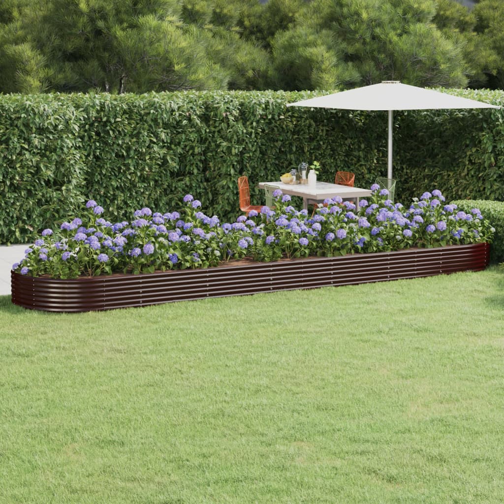 vidaXL Garden Raised Bed Galvanised Steel 600x140x36 cm Brown