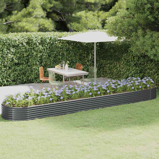 vidaXL Garden Raised Bed Galvanised Steel 600x140x36 cm Anthracite