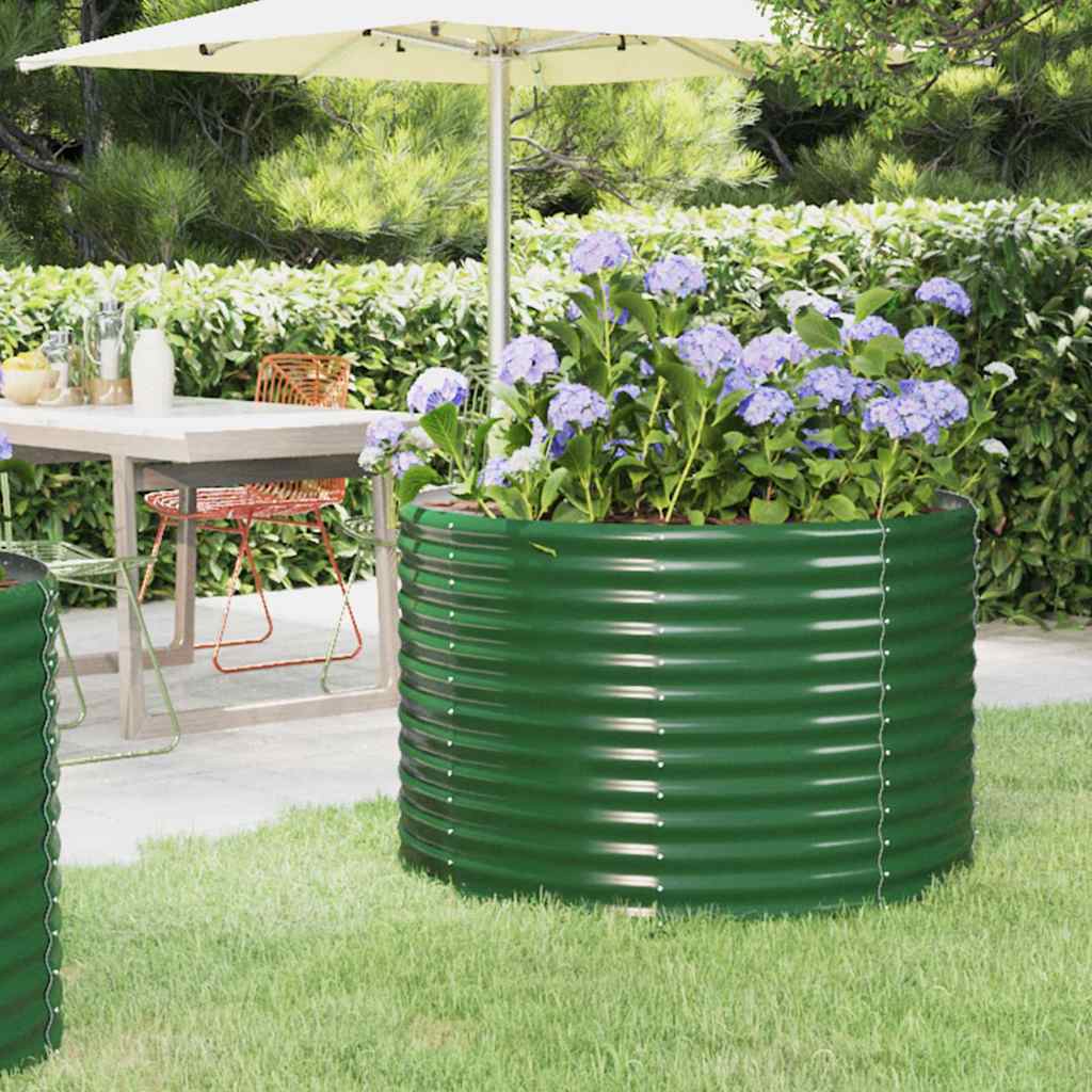vidaXL Garden Raised Bed Galvanised Steel 100x100x68 cm Green