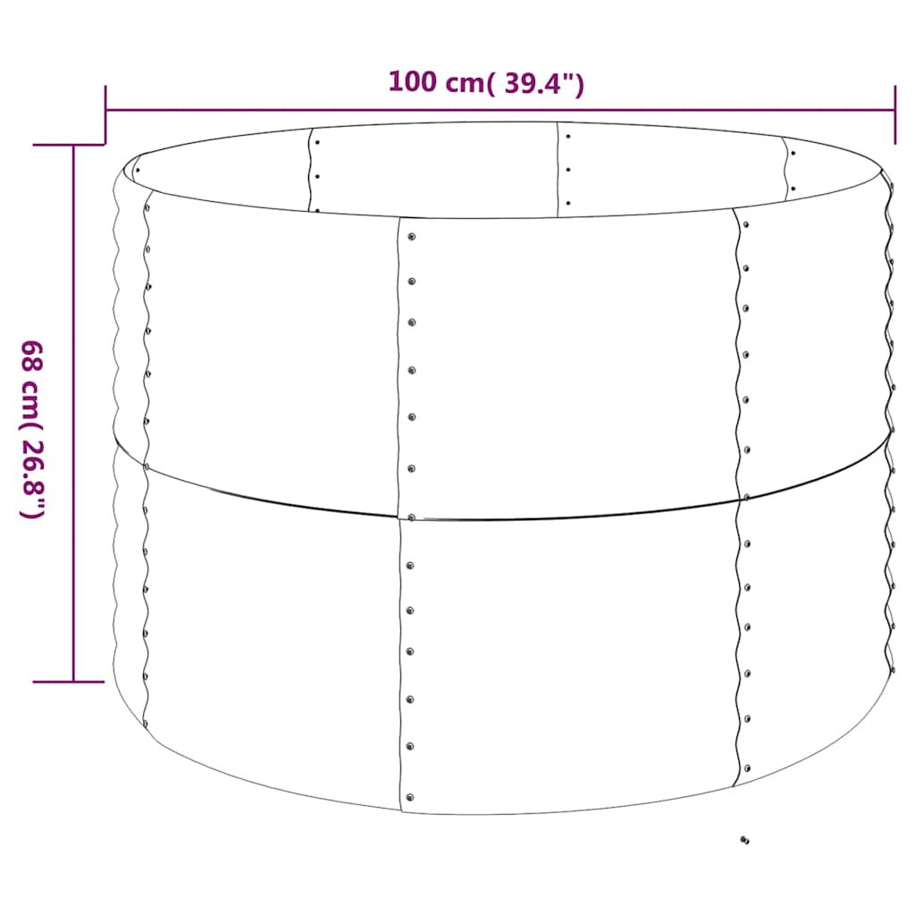 vidaXL Garden Raised Bed Galvanised Steel 100x100x68 cm Brown
