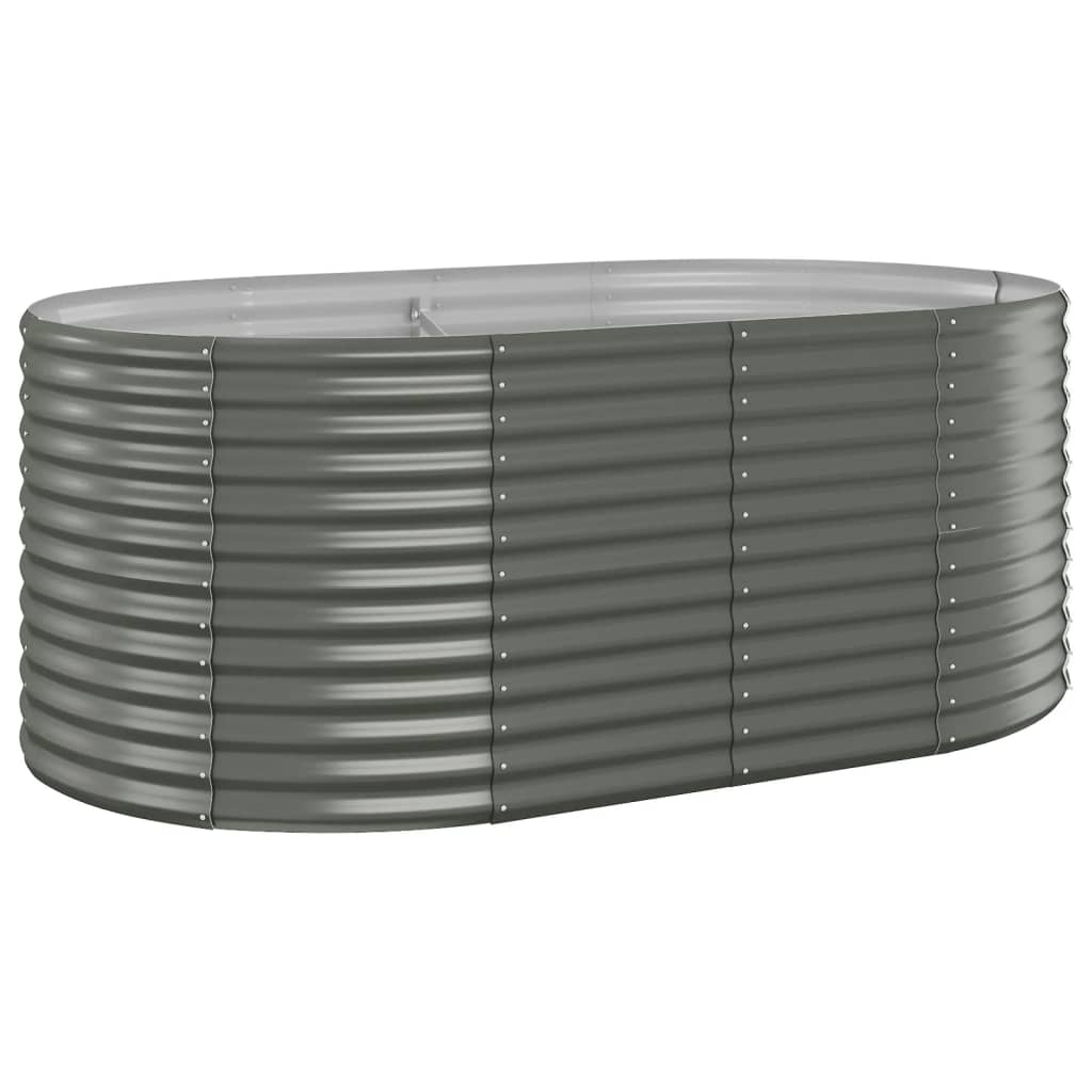 vidaXL Garden Raised Bed | Grey | Powder-coated steel | Large | Durable
