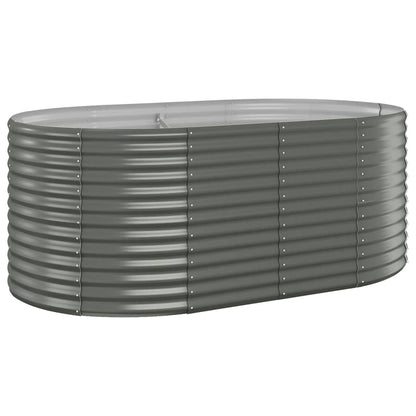 vidaXL Garden Raised Bed | Grey | Powder-coated steel | Large | Durable
