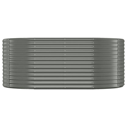 vidaXL Garden Raised Bed | Grey | Powder-coated steel | Large | Durable