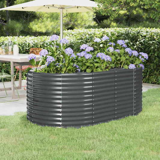 vidaXL Garden Raised Bed | Anthracite | Powder-coated steel | Large
