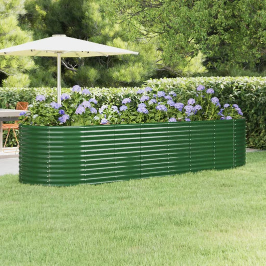 vidaXL Garden Raised Bed | Green | Powder-coated steel | Large