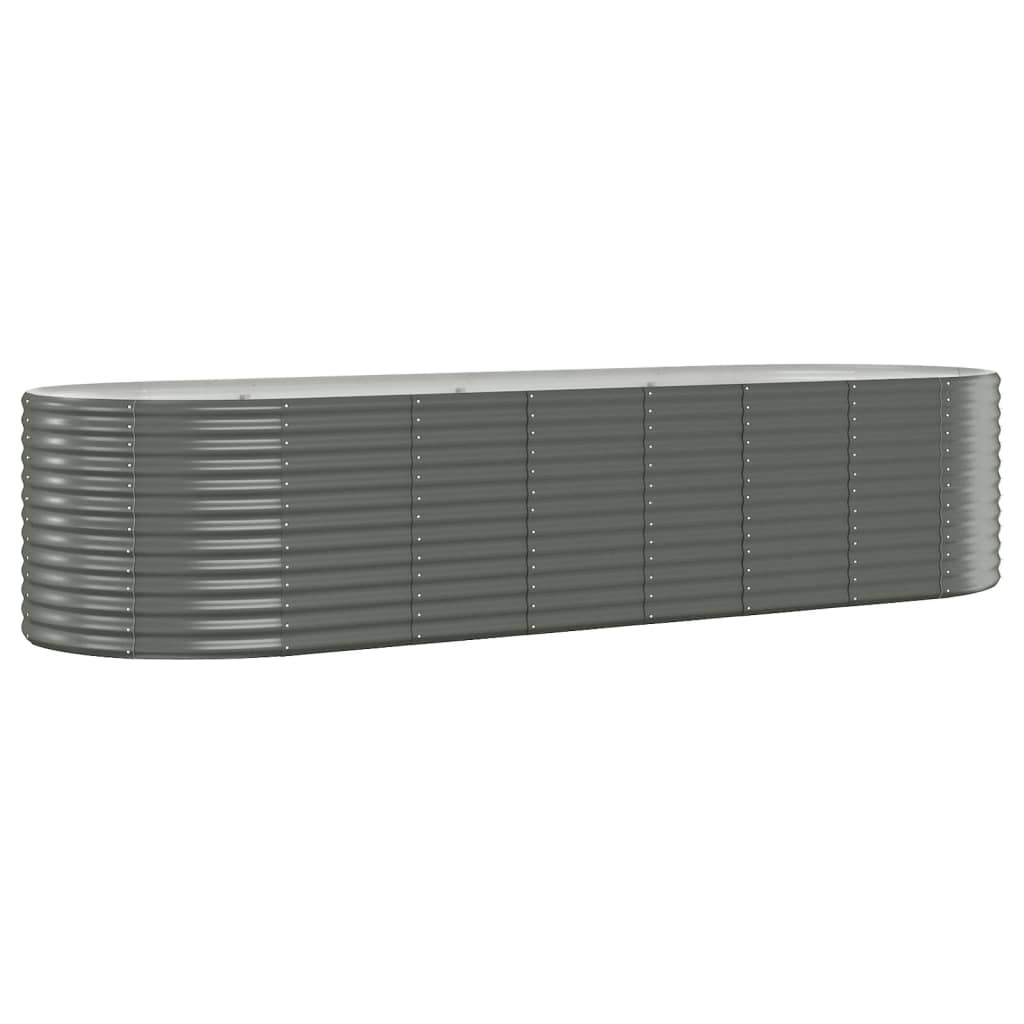 vidaXL Garden Raised Bed | Grey | Powder-coated steel | Large | Planters