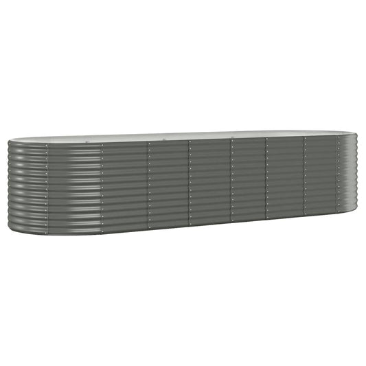 vidaXL Garden Raised Bed | Grey | Powder-coated steel | Large | Planters