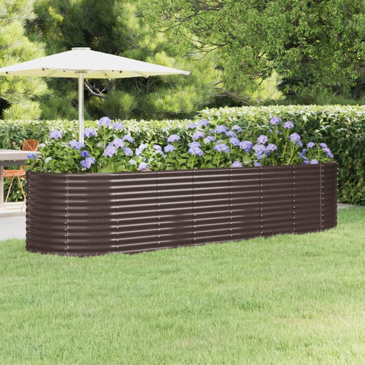 vidaXL Garden Raised Bed | Brown | Powder-coated steel | 322 x 100 x 68 cm