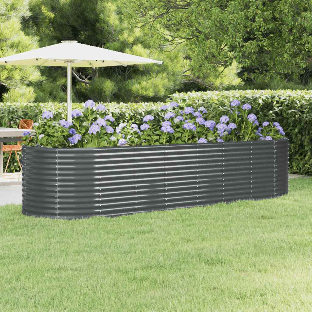 vidaXL Garden Raised Bed | Anthracite | Powder-coated steel | Large |  Durable