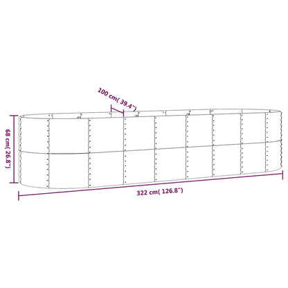 vidaXL Garden Raised Bed Galvanised Steel 322x100x68 cm Silver