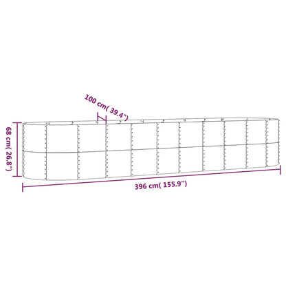 vidaXL Garden Raised Bed Galvanised Steel 396x100x68 cm Grey