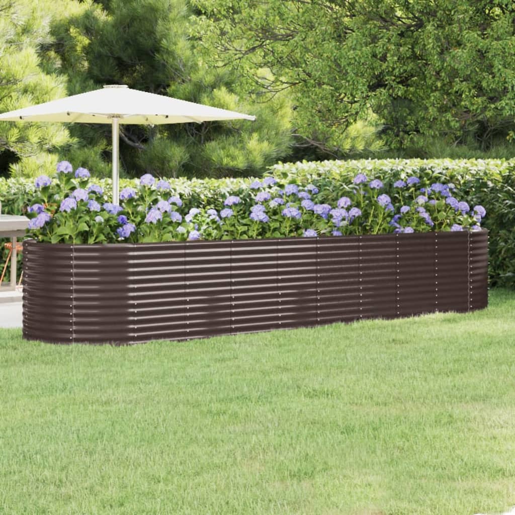 vidaXL Garden Raised Bed Galvanised Steel 396x100x68 cm Brown
