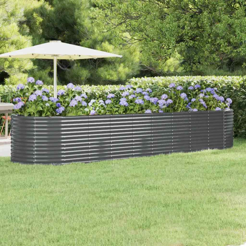 vidaXL Garden Raised Bed | Anthracite | Powder-coated steel | 396x100x68 cm
