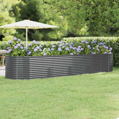 vidaXL Garden Raised Bed | Anthracite | Powder-coated steel | 396x100x68 cm
