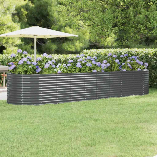 vidaXL Garden Raised Bed | Anthracite | Powder-coated steel | 396x100x68 cm