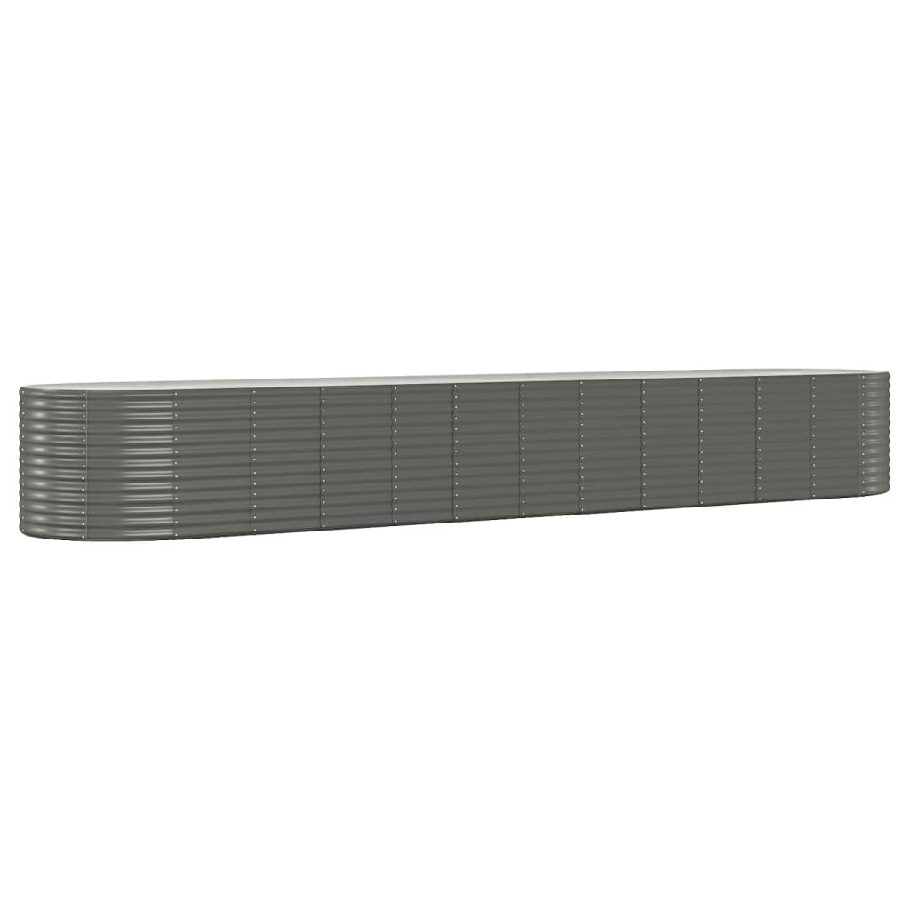 vidaXL Garden Raised Bed | Grey | Powder-coated steel | Large | Durable