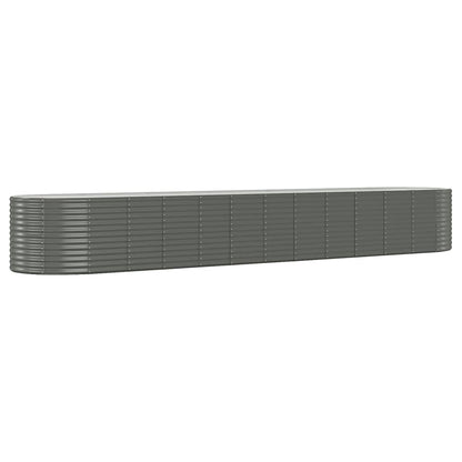vidaXL Garden Raised Bed | Grey | Powder-coated steel | Large | Durable