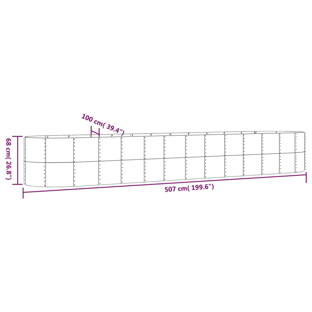 vidaXL Garden Raised Bed | Grey | Powder-coated steel | Large | Durable