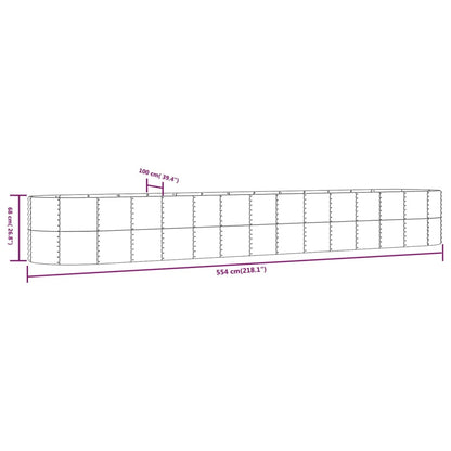 vidaXL Garden Raised Bed Silver 554x100x68 cm Powder-coated Steel