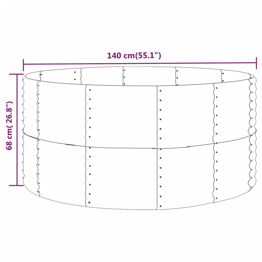 vidaXL Garden Raised Bed Grey 140x140x68 cm Galvanised Steel