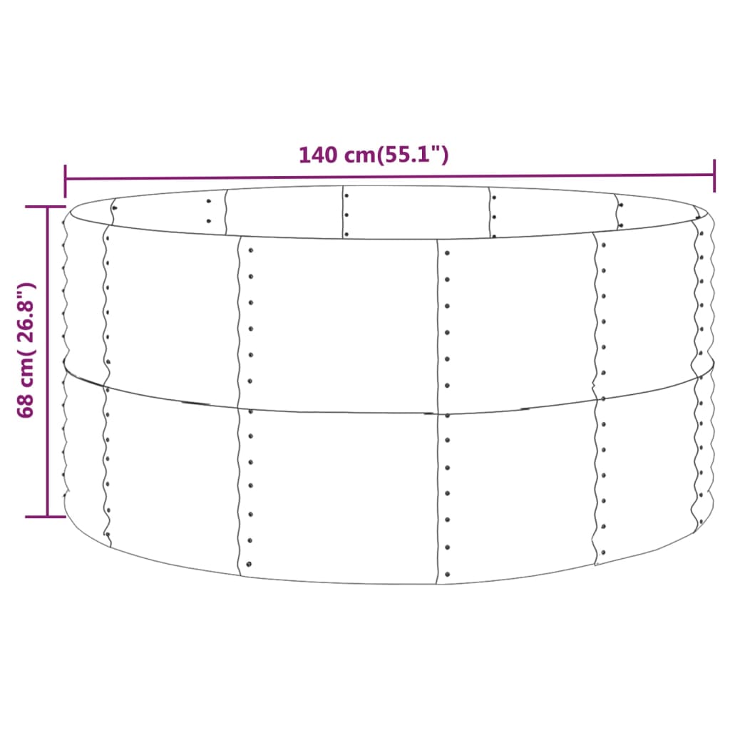vidaXL Garden Raised Bed Silver 140x140x68 cm Galvanised Steel