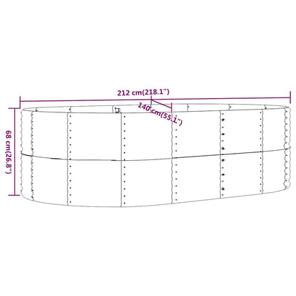 vidaXL Garden Raised Bed Anthracite 212x140x68 cm Galvanised Steel