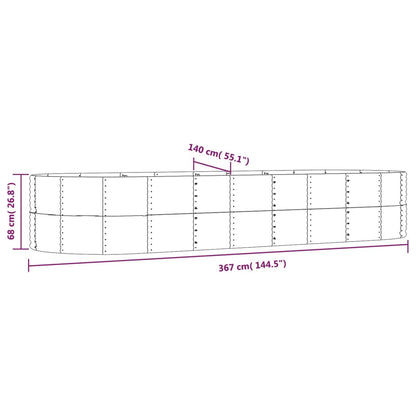 vidaXL Garden Raised Bed Grey 367x140x68 cm Galvanised Steel