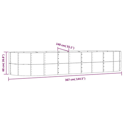 vidaXL Garden Raised Bed Brown 367x140x68 cm Galvanised Steel
