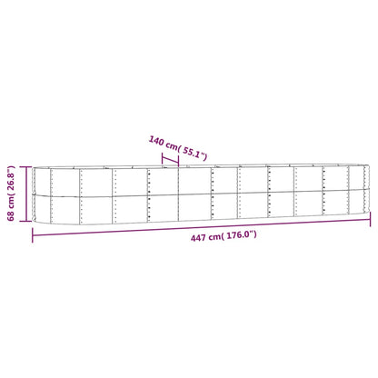 vidaXL Garden Raised Bed Silver 447x140x68 cm Galvanised Steel