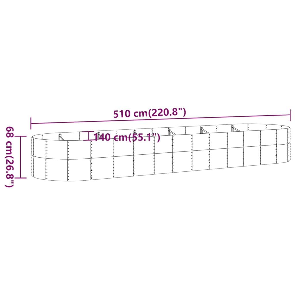 vidaXL Garden Raised Bed | Silver | Powder-coated steel | Large | Tough