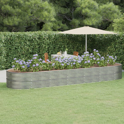 vidaXL Garden Raised Bed | Silver | Powder-coated steel | Large | Tough
