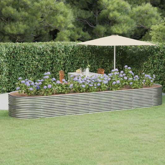 vidaXL Garden Raised Bed | Silver | Powder-coated steel | Large | Tough