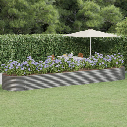 vidaXL Garden Raised Bed | Grey | Powder-coated steel | Large