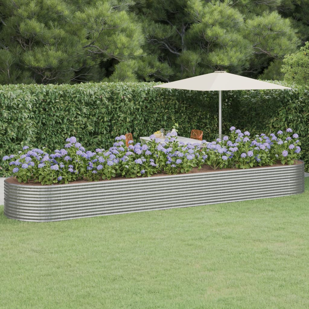 vidaXL Garden Raised Bed Powder-coated Steel 584x140x68 cm Silver