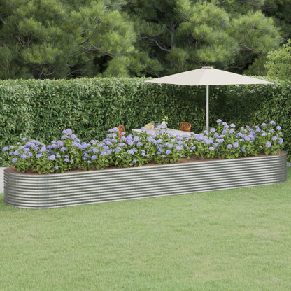 vidaXL Garden Raised Bed Powder-coated Steel 584x140x68 cm Silver