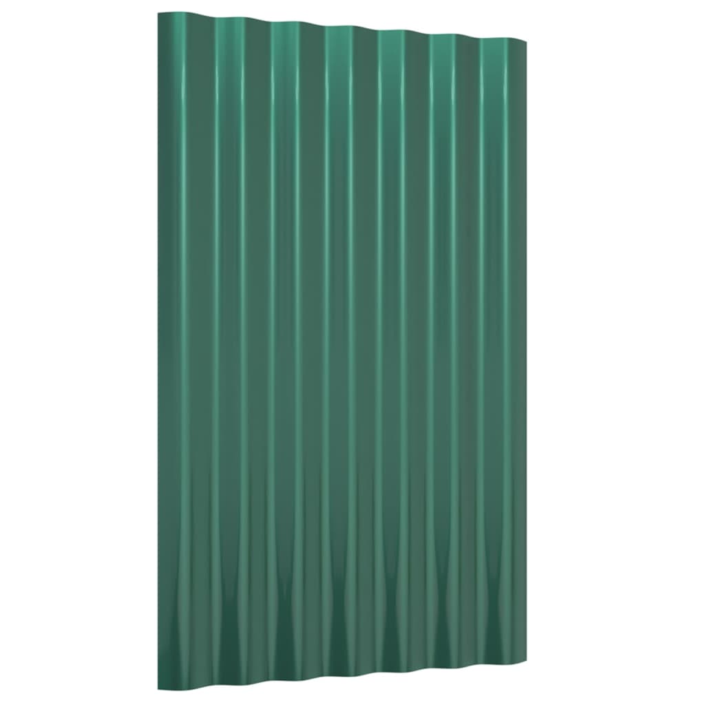 vidaXL Roof Panels 12 pcs Galvanised Steel Green 60x36 cm