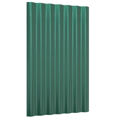 vidaXL Roof Panels 12 pcs Galvanised Steel Green 60x36 cm