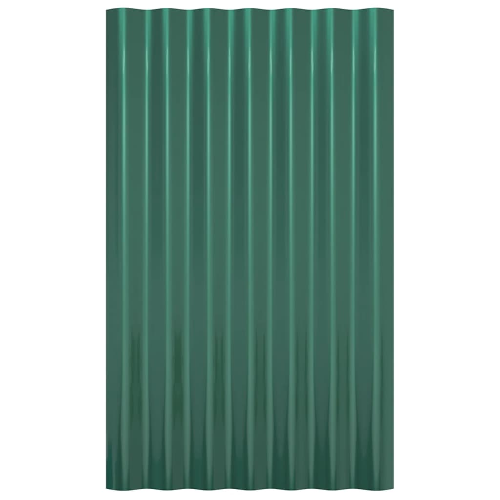 vidaXL Roof Panels 12 pcs Galvanised Steel Green 60x36 cm