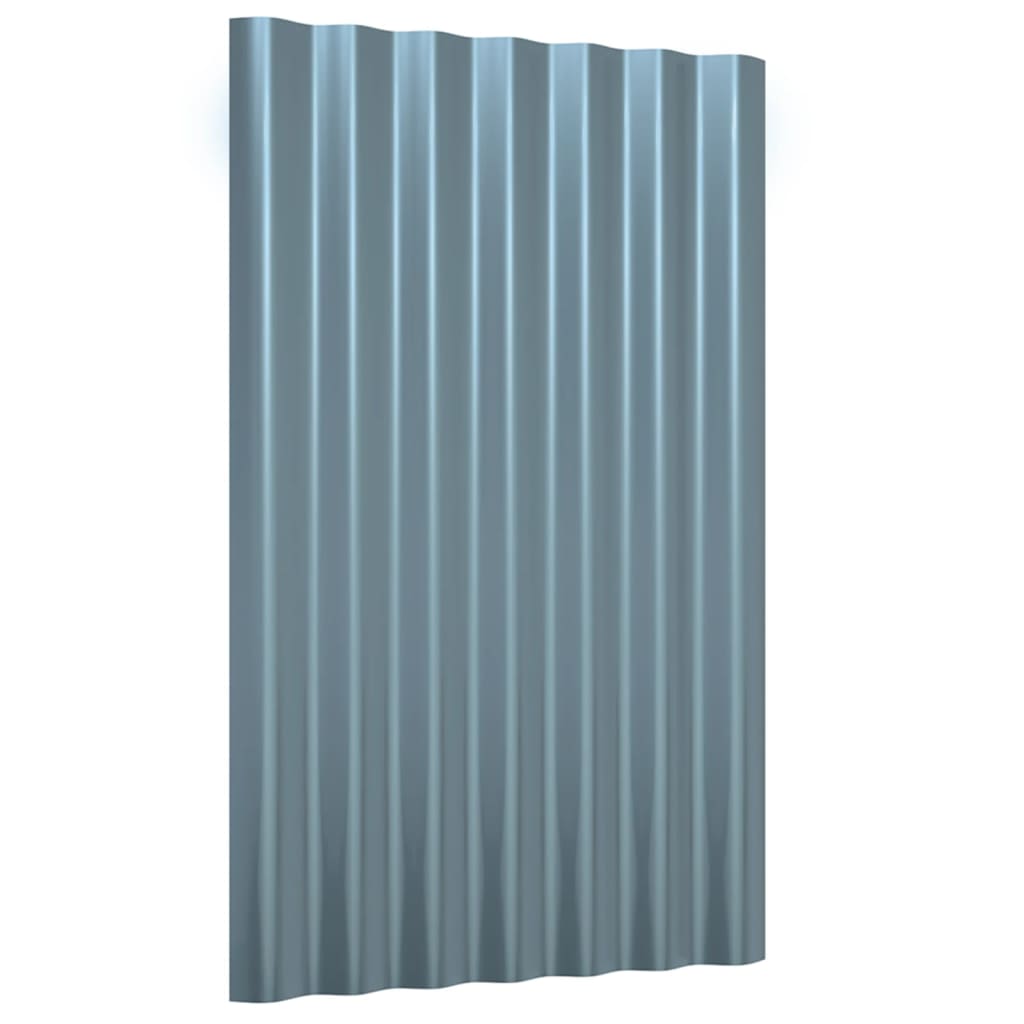 vidaXL Roof Panels 12 pcs Galvanised Steel Grey 60x36 cm